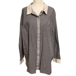 ADDITION ELLE STRIPED BUTTON DOWN BLOUSE SHIRT PLUS SIZE 2X